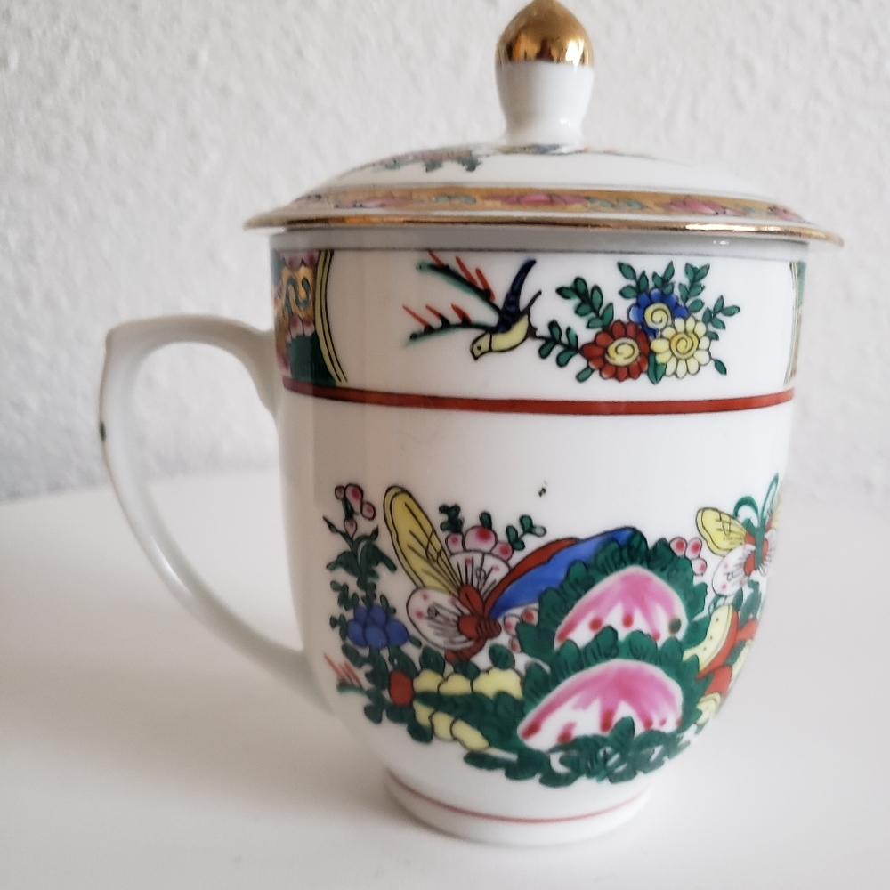 V#intage Handpainted Porcelain Lided Tea Cup 200ml - Picture 2 of 11